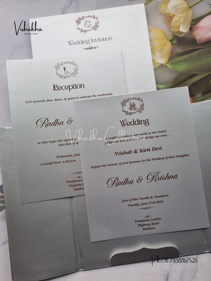 Double Door Hindu Muslim Christian Sikh Padded invitation Cards SN-93