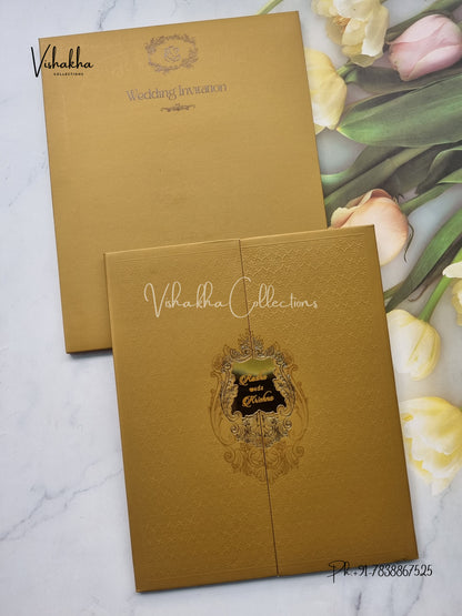 Double Door Hindu Muslim Christian Sikh Padded invitation Cards SN-94