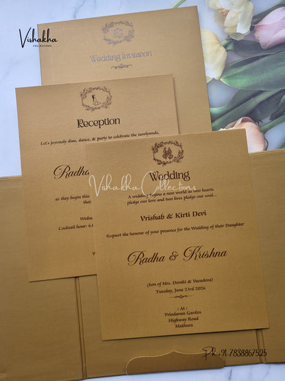 Double Door Hindu Muslim Christian Sikh Padded invitation Cards SN-94