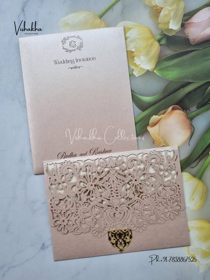 Semi Box Hindu Muslim Christian Sikh Laser Cut Colored invitation Cards SN-96