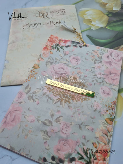 Flower Hindu Muslim Christian Sikh Vellum Paper invitation Cards VN-571