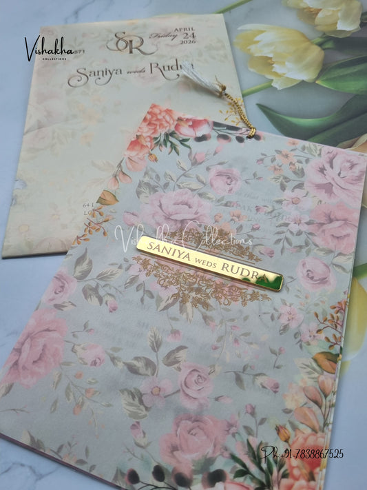Flower Hindu Muslim Christian Sikh Vellum Paper invitation Cards VN-571
