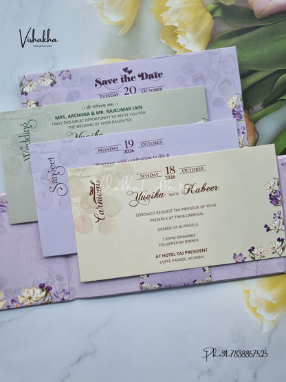 Flower Double Door Hindu Muslim Christian Sikh Padded invitation Cards VN-638