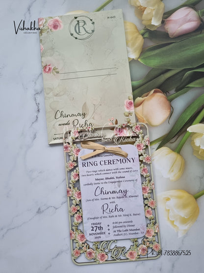 Flower Hindu Muslim Christian Sikh MDF Board Laser Cut invitation Cards VN-643