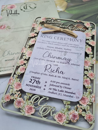 Flower Hindu Muslim Christian Sikh MDF Board Laser Cut invitation Cards VN-643