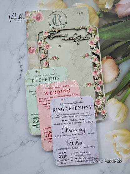 Flower Hindu Muslim Christian Sikh MDF Board Laser Cut invitation Cards VN-643