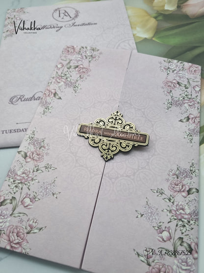 Flower Double Door Hindu Muslim Christian Sikh invitation Cards VN-678
