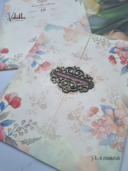 Flower Double Door Hindu Muslim Christian Sikh invitation Cards VN-689