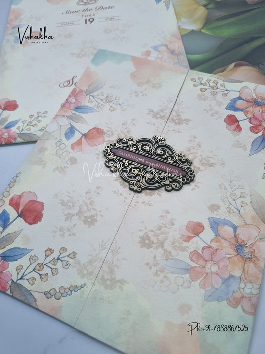 Flower Double Door Hindu Muslim Christian Sikh invitation Cards VN-689
