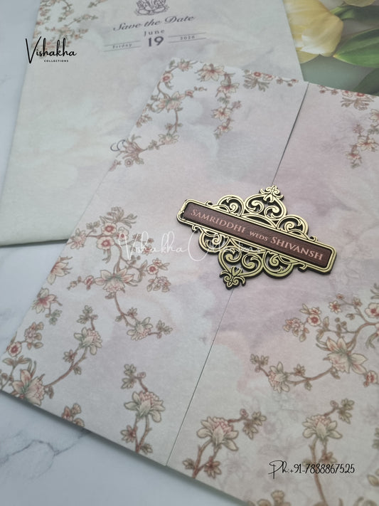 Flower Double Door Hindu Muslim Christian Sikh invitation Cards VN-690