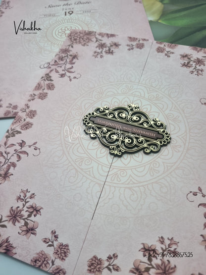 Flower Double Door Hindu Muslim Christian Sikh invitation Cards VN-693