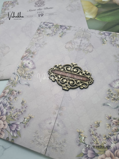 Flower Double Door Hindu Muslim Christian Sikh invitation Cards VN-697