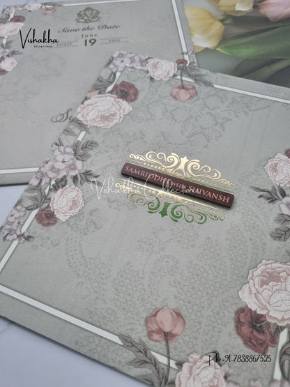 Flower Hindu Muslim Christian Sikh invitation Cards VN-698