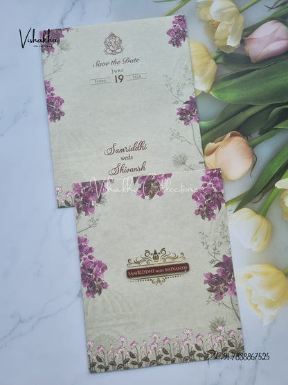 Flower Hindu Muslim Christian Sikh invitation Cards VN-700