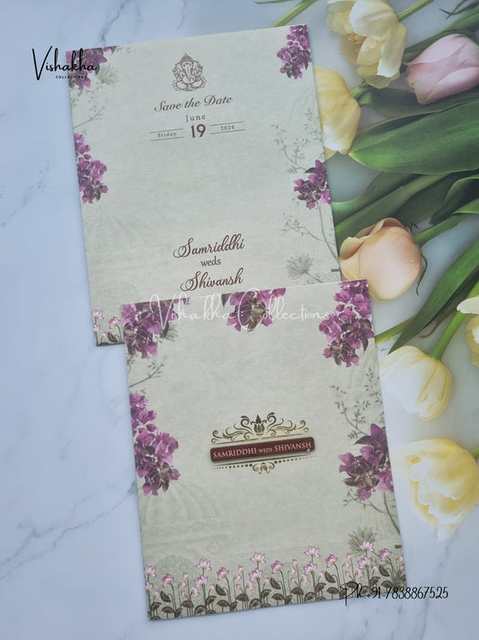 Flower Hindu Muslim Christian Sikh invitation Cards VN-700