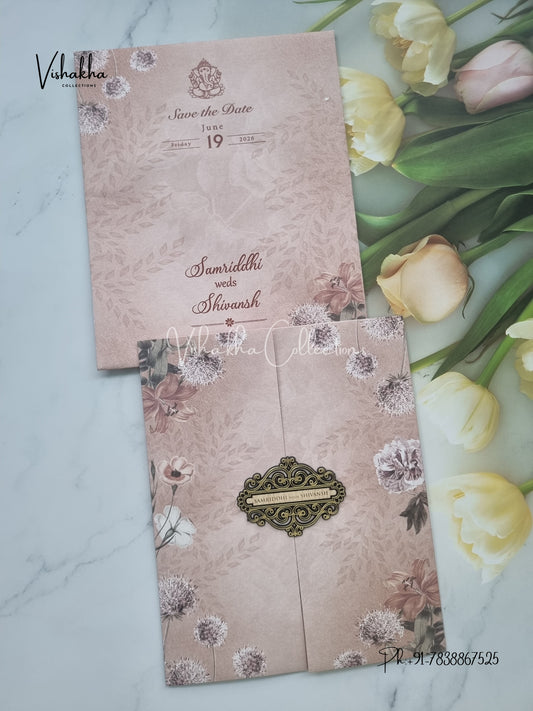 Flower Double Door Hindu Muslim Christian Sikh invitation Cards VN-701