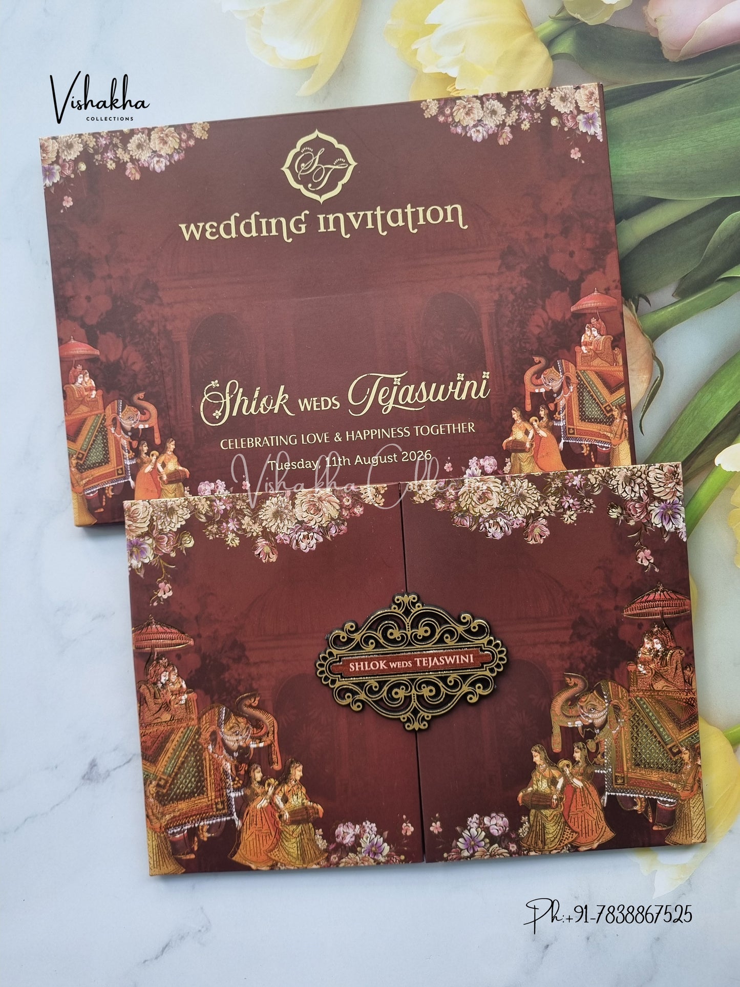 Barat Hathi Hindu Sikh Padded invitation Cards VN-712