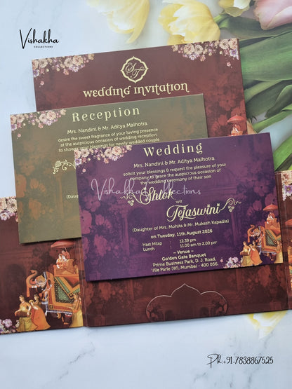 Barat Hathi Hindu Sikh Padded invitation Cards VN-712