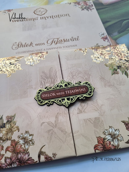 Flower Double Door Hindu Muslim Christian Sikh Padded invitation Cards VN-717