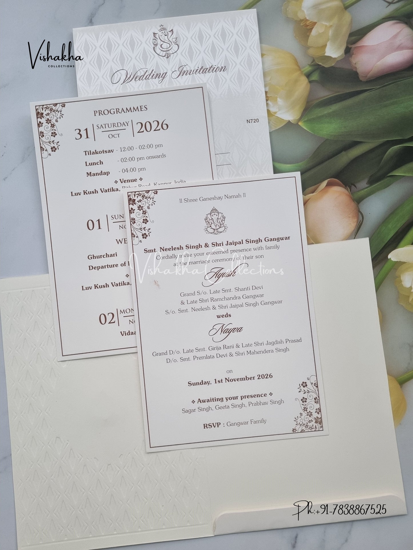 Ganesh Ji Hindu invitation Cards VN-720