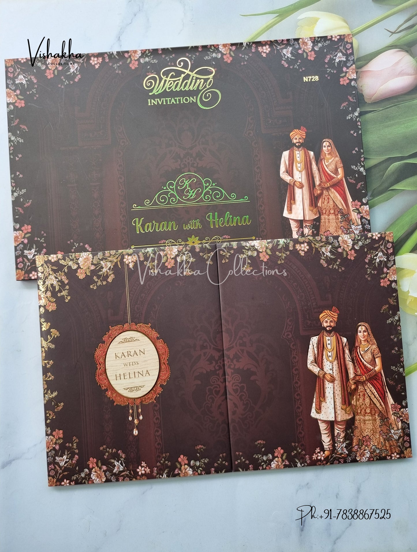 Double Door Hindu Muslim Christian Sikh Padded invitation Cards VN-728