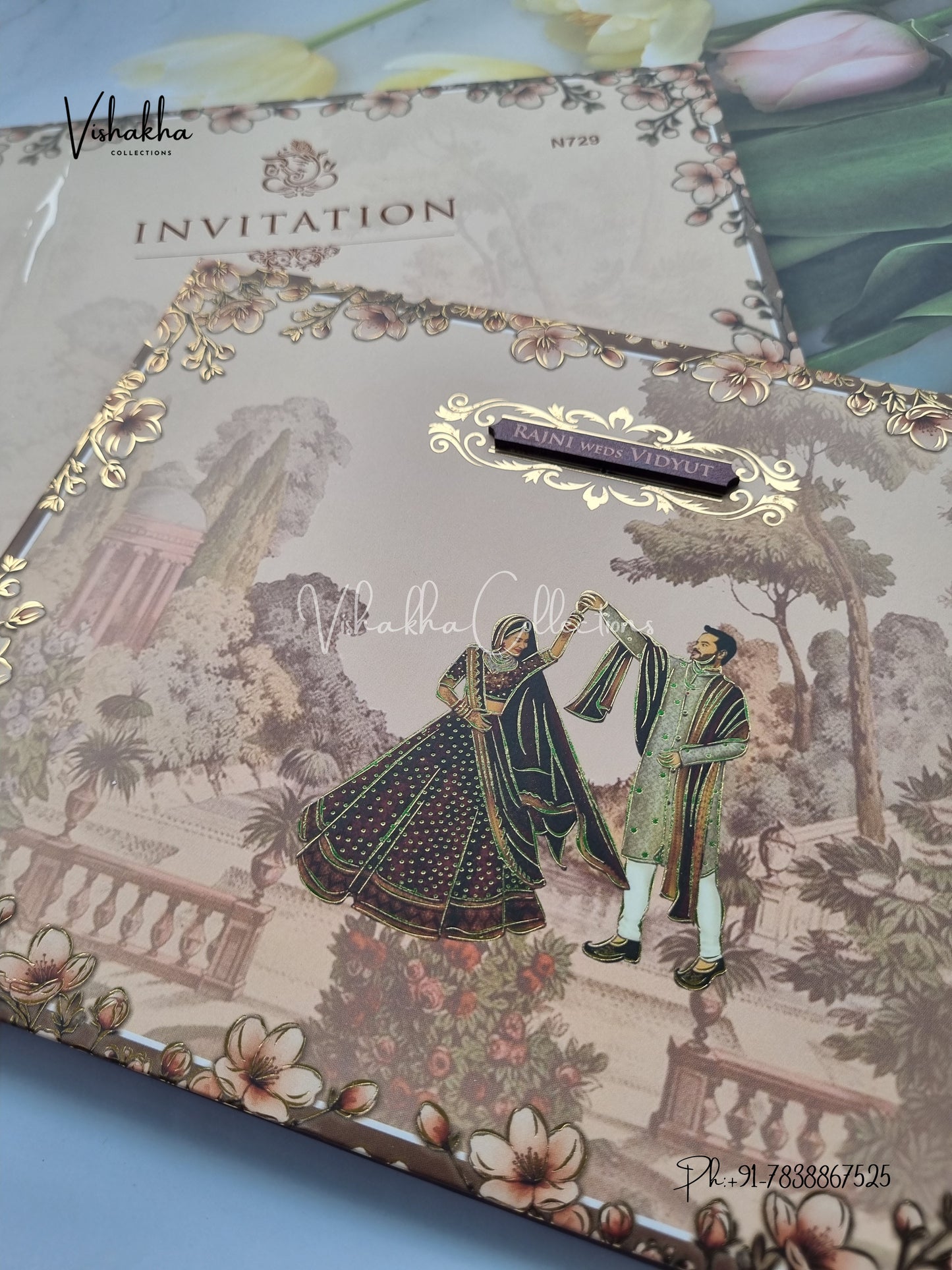 Dulah Dulhan Hindu Sikh Padded invitation Cards VN-729