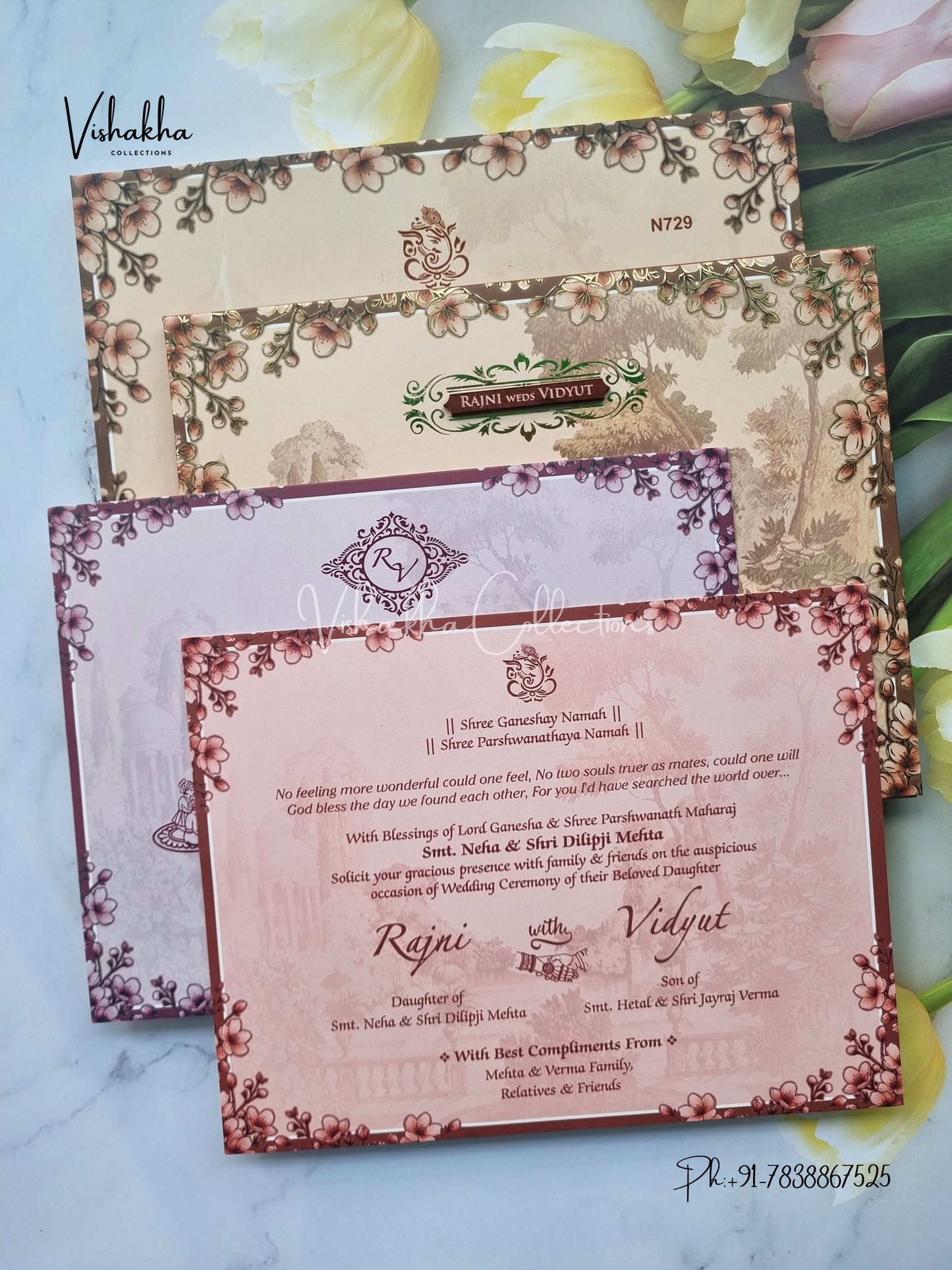 Dulah Dulhan Hindu Sikh Padded invitation Cards VN-729