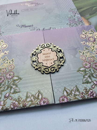 Flower Double Door Hindu Muslim Christian Sikh Padded invitation Cards VN-731