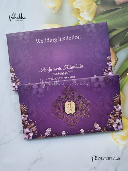 Flower Hindu Muslim Christian Sikh Padded invitation Cards VN-745