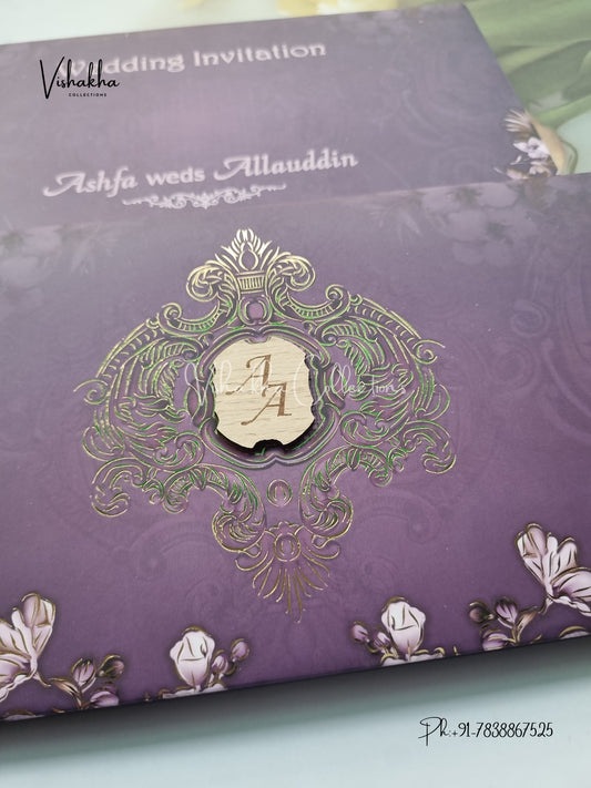 Flower Hindu Muslim Christian Sikh Padded invitation Cards VN-745