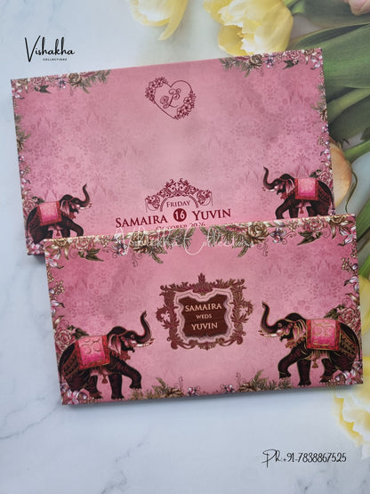 Hathi Hindu Sikh Padded invitation Cards VN-747