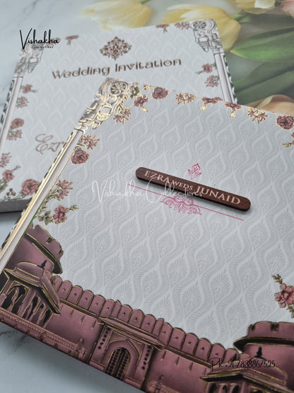 Hindu Muslim Christian Sikh Padded invitation Cards VN-749