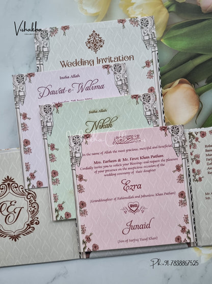 Hindu Muslim Christian Sikh Padded invitation Cards VN-749