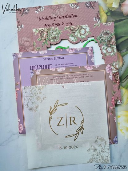 Flower Hindu Muslim Christian Sikh MDF Board Laser Cut Named MDF Laser Cut invitation Cards VN-751