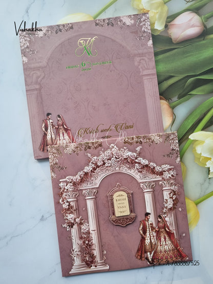 Dulah Dulhan Hindu Sikh Padded invitation Cards VN-753