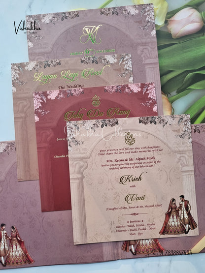 Dulah Dulhan Hindu Sikh Padded invitation Cards VN-753