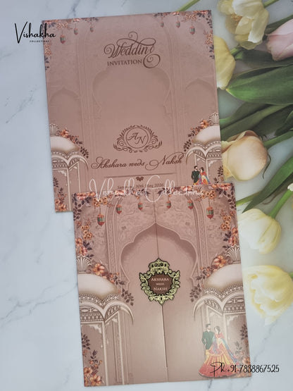 Dulah Dulhan Double Door Hindu Sikh invitation Cards VN-755