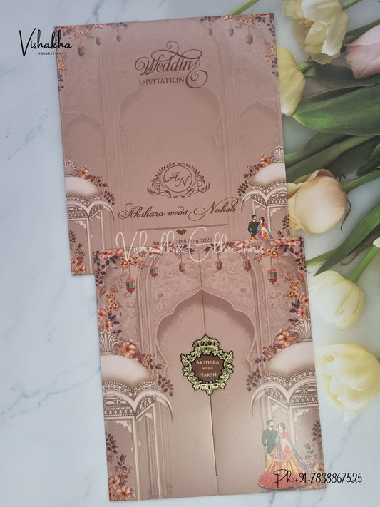 Dulah Dulhan Double Door Hindu Sikh invitation Cards VN-755
