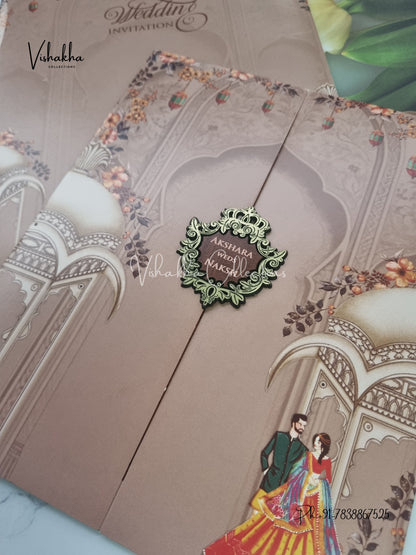 Dulah Dulhan Double Door Hindu Sikh invitation Cards VN-755
