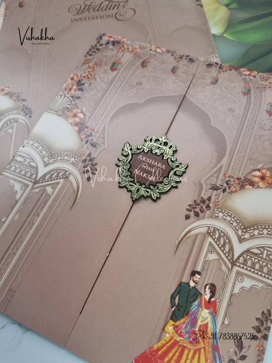 Dulah Dulhan Double Door Hindu Sikh invitation Cards VN-755