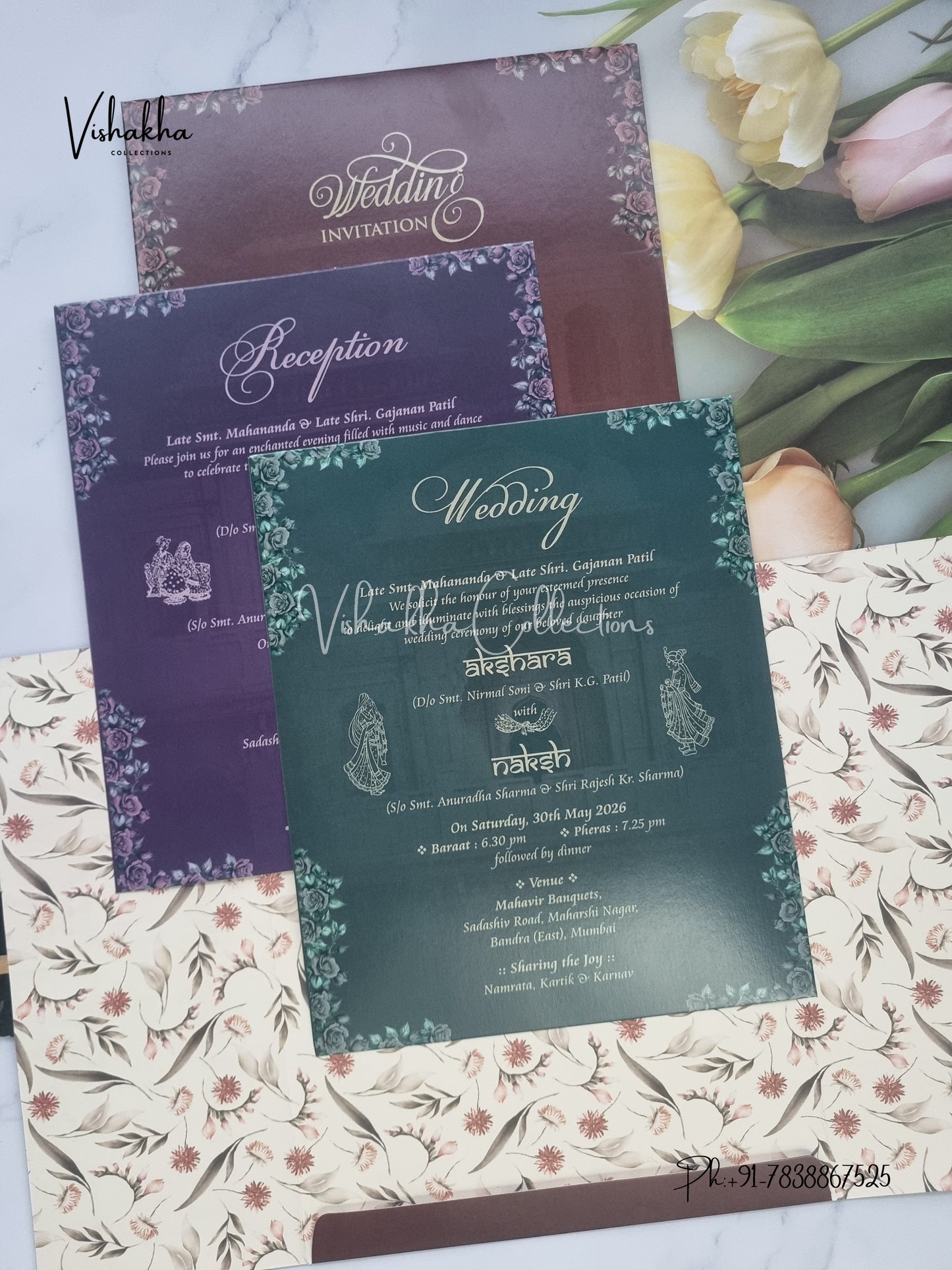 Barat Hathi Double Door Hindu Sikh invitation Cards VN-757