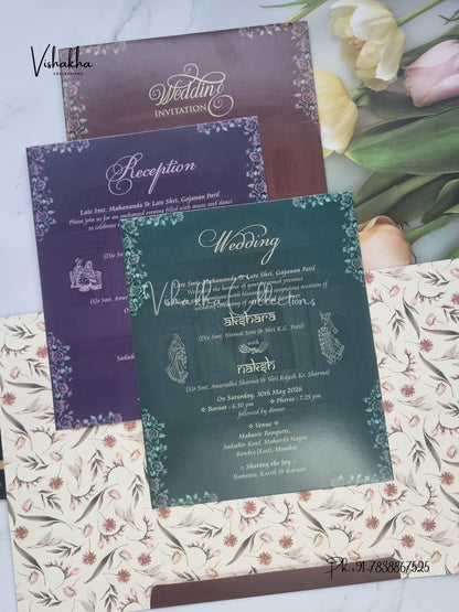 Barat Hathi Double Door Hindu Sikh invitation Cards VN-757