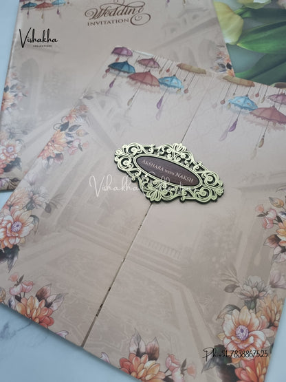 Double Door Hindu Muslim Christian Sikh invitation Cards VN-763