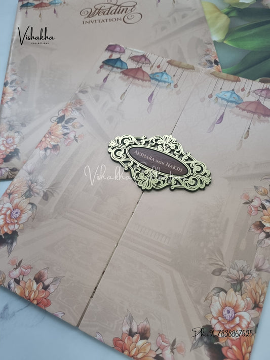 Double Door Hindu Muslim Christian Sikh invitation Cards VN-763