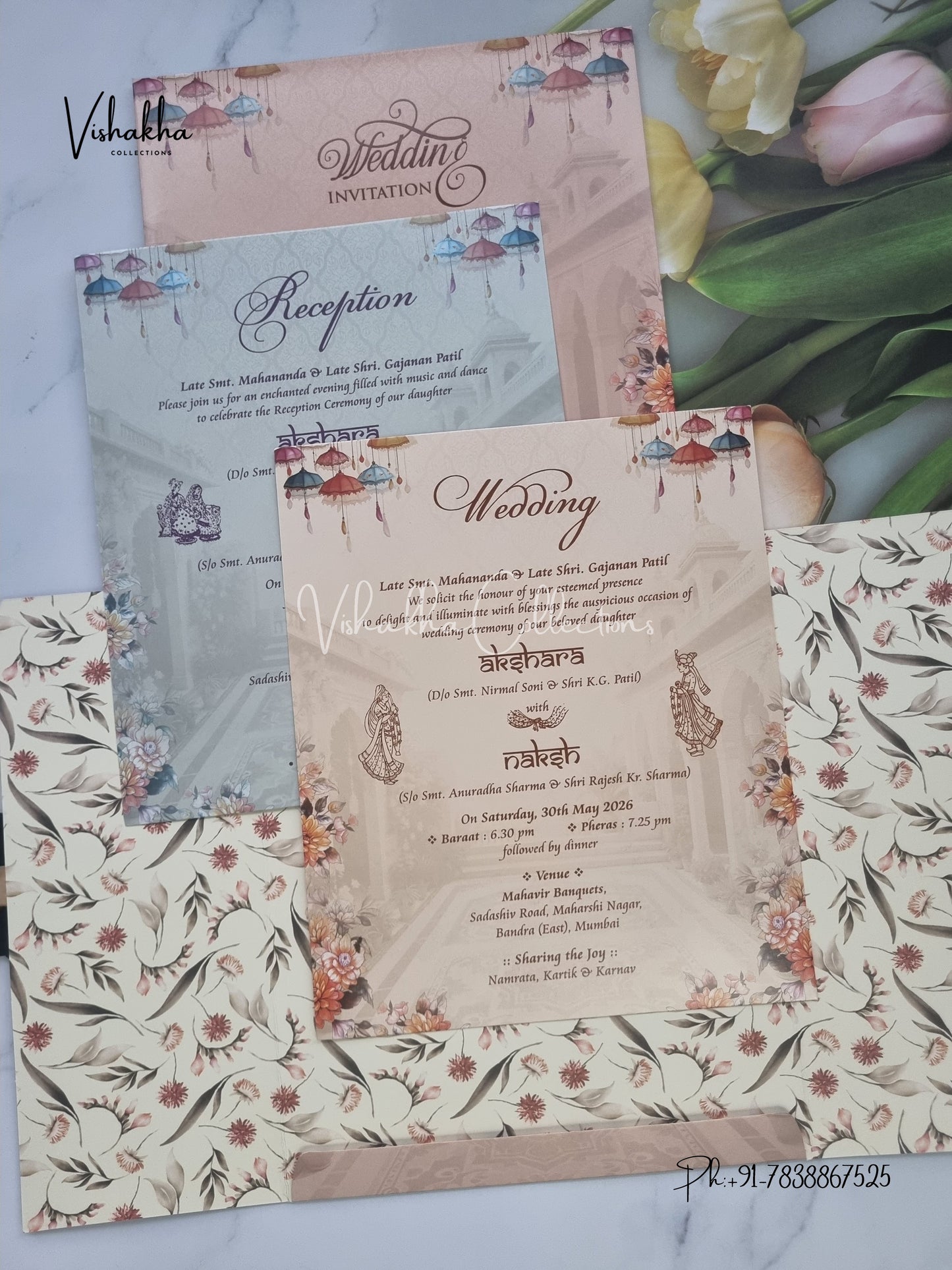 Double Door Hindu Muslim Christian Sikh invitation Cards VN-763