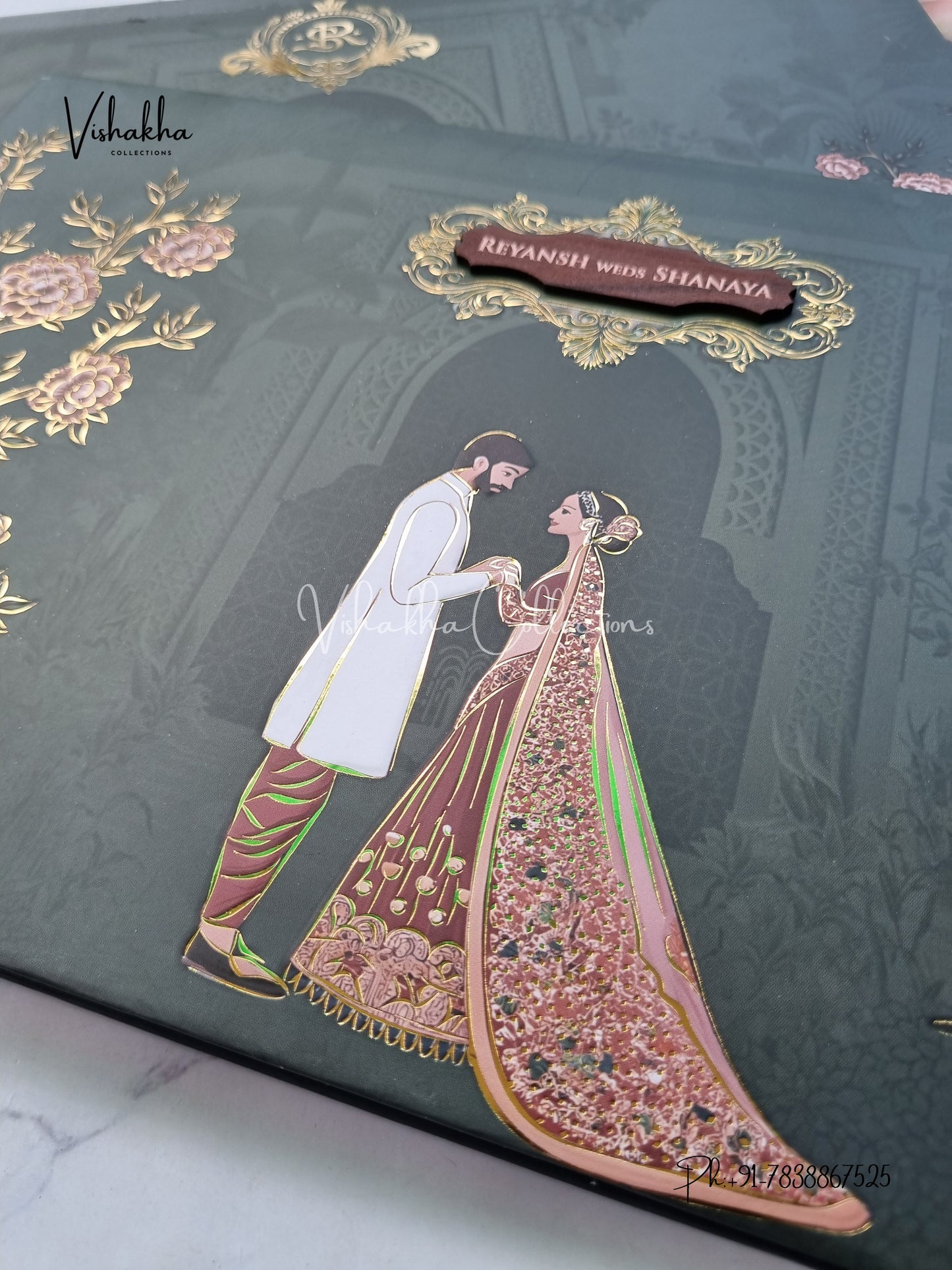 Dulah Dulhan Hindu Muslim Christian Sikh Padded invitation Cards VN-764