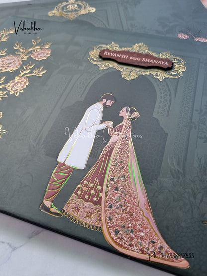 Dulah Dulhan Hindu Muslim Christian Sikh Padded invitation Cards VN-764