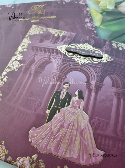 Dulah Dulhan Hindu Muslim Christian Sikh Padded invitation Cards VN-766