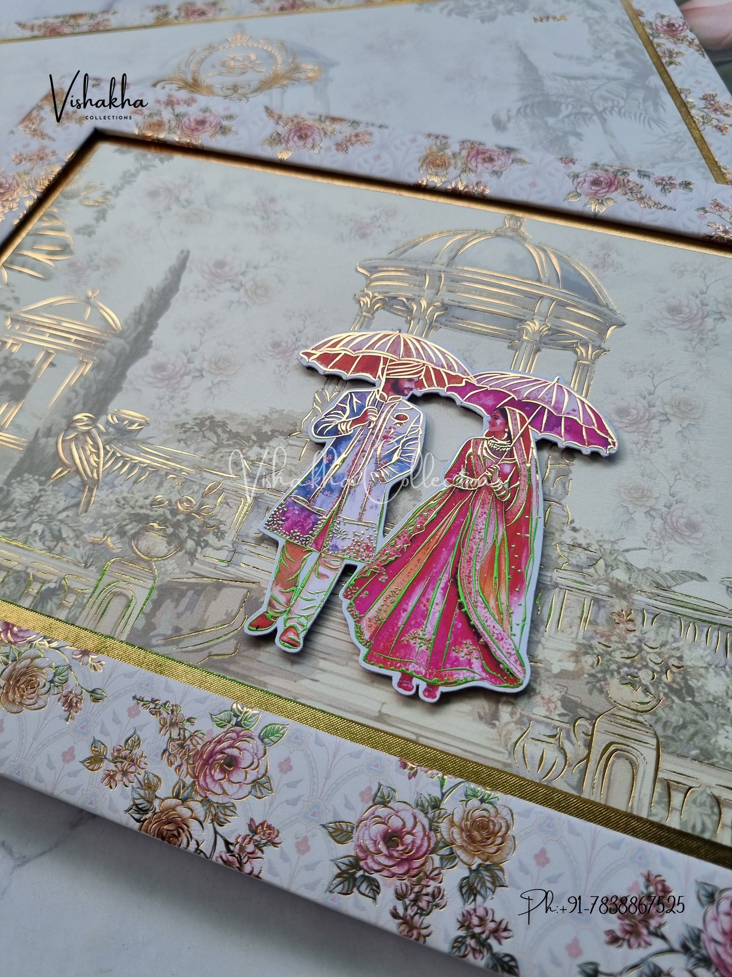 Dulah Dulhan Hindu Muslim Christian Sikh Padded invitation Cards VN-768