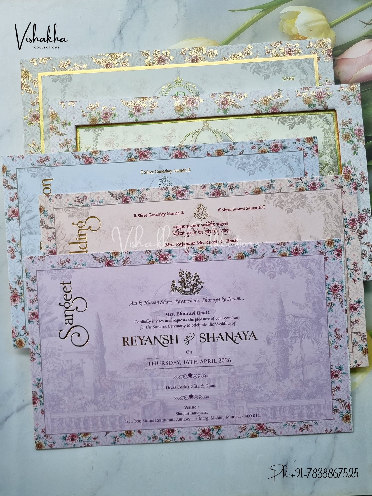 Dulah Dulhan Hindu Muslim Christian Sikh Padded invitation Cards VN-768